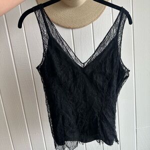 Vintage MaxMara Black Lace Sheath Tank Top Y2K